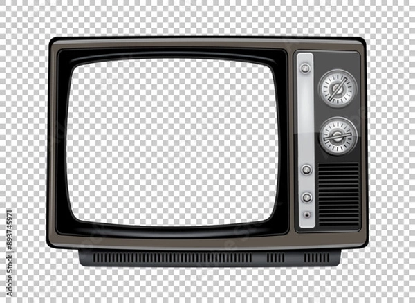 Fototapeta Vector retro television mock up isolate on transparent grid