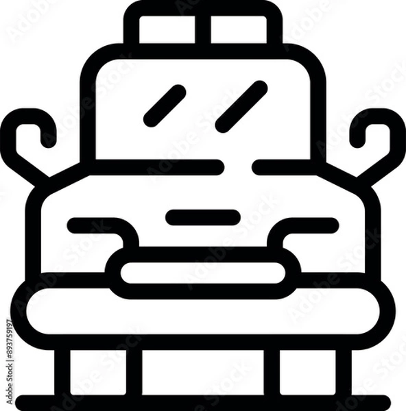 Fototapeta Black outline icon of a school bus transporting children home after school