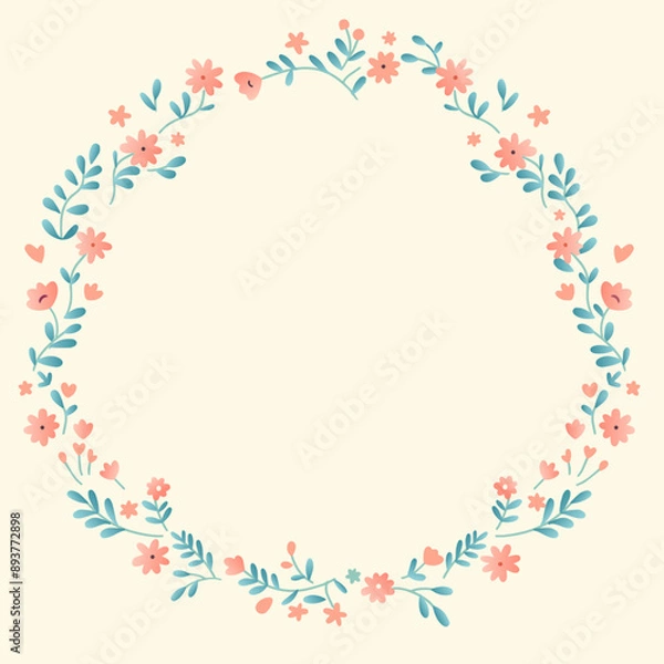 Obraz Simple flowers circle frame. Cute minimalistic daisy flower frame.