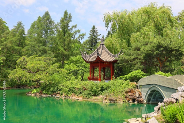 Obraz Chinese garden of Montreal botanical garden is considered to be one of the most important botanical gardens in the world due to the extent of its collections