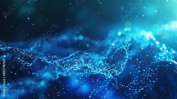 Fototapeta Abstract Blue Particle Wave Background