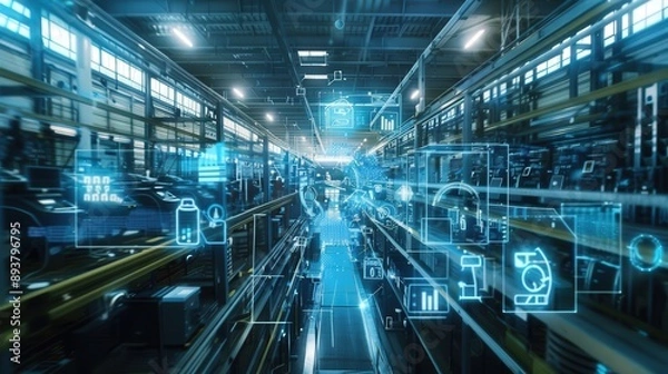 Fototapeta cloud-based manufacturing execution systems (MES), facilitating real-time data exchange and process optimization