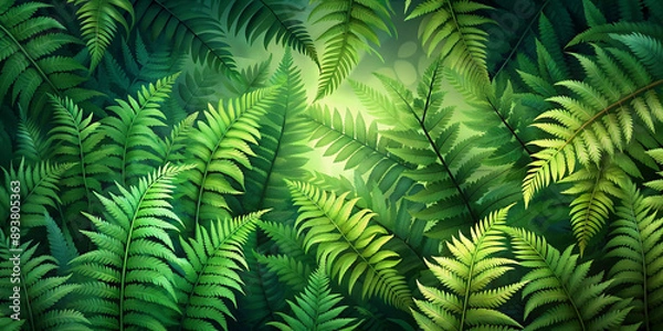 Fototapeta Lush Green Fern Background with Elegant Foliage