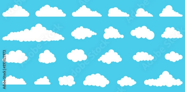 Fototapeta Cloud icon set. Flat style. Vector illustration.