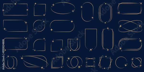 Obraz Abstract geometric frame set. Golden frame set. Linear style. Vector illustration.