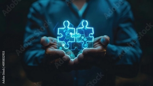 Obraz Solution Puzzle Piece in Hands