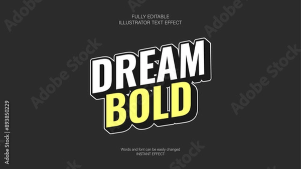 Obraz Bold and dynamic editable text effect for Adobe Illustrator, ideal for creating powerful and eye-catching titles and logos. Easily customizable with your own words and fonts.
