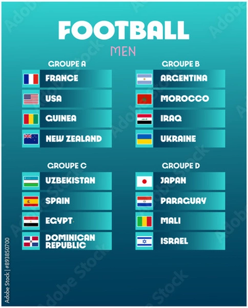 Obraz Football Men Groups Games Sport 2024 Abstract Design Teams Countries Symbol Logo Vector Illustration