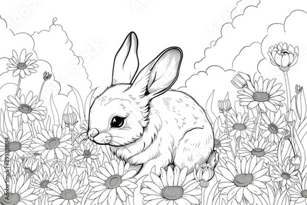 Obraz Cute Bunny colouring book art