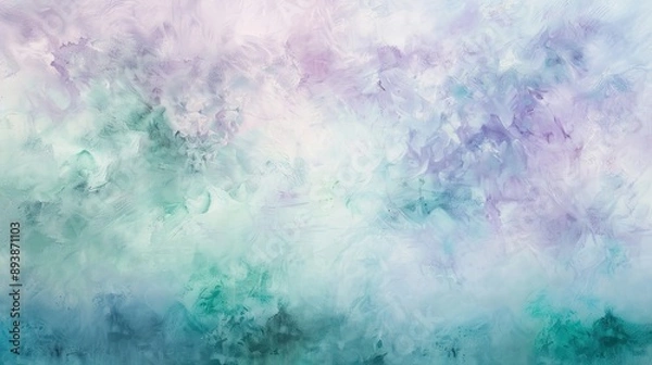Fototapeta Soft pastel washes in lilac and mint creating a serene watercolor background