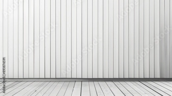 Fototapeta Striped white metal background for wall banner with ample free space