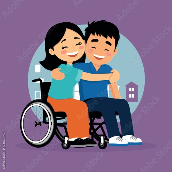 Obraz Back to school with friendship day - inclusive post - wheelchair