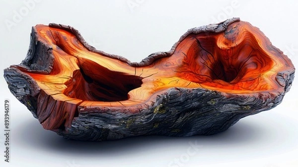 Fototapeta An exquisite image of an intricately carved wooden bowl featuring vibrant colors and a unique design, beautifully showcasing the artistic craftsmanship and organic elegance of wood art.