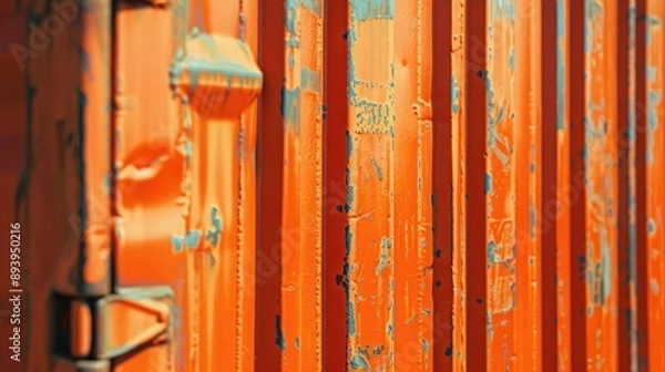 Fototapeta Metallic orange container close up