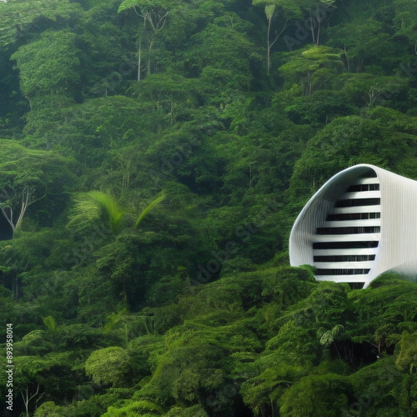 Obraz modern house hidden in rainforest