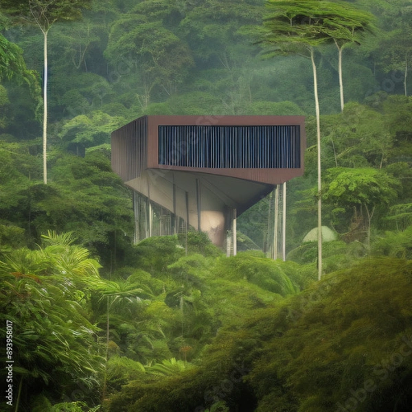 Obraz modern building in rainforest