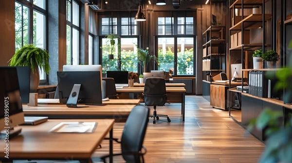 Obraz Open-plan law office with desks and computers