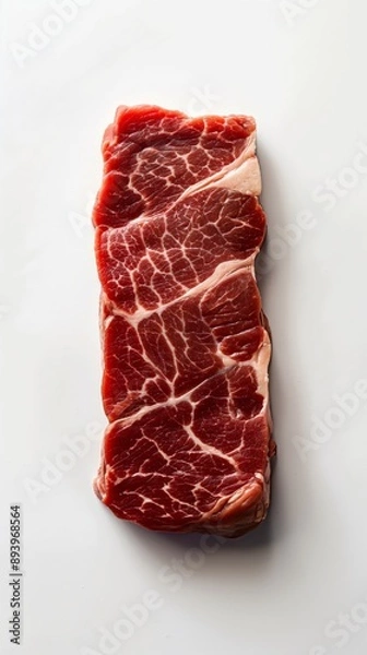 Fototapeta Beef Steak with Marbled Texture, Isolated on White Background for Gourmet Food Photography