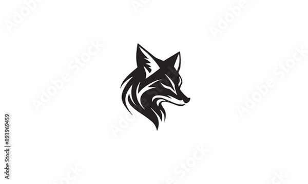 Fototapeta fox run logo black simple flat icon on white background