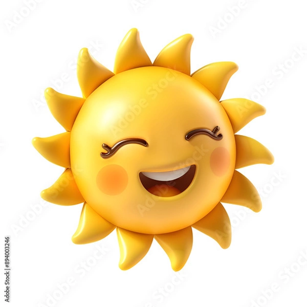 Fototapeta Playful 3D Sun Art Depicting a Bright Summer, Isolated on Transparent Background, PNG