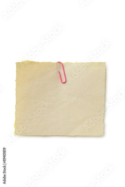 Fototapeta Piece of note paper on white background