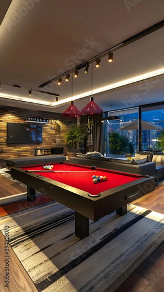 Fototapeta  realistic high-resolution photo of billiards, with detailed background