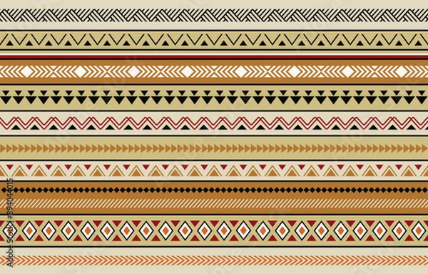 Fototapeta Ethnic tribal Aztec african colorful stripe background. Seamless tribal pattern, folk embroidery, traditional geometric Aztec ornament. design for fabric, textile, print, rug, paper
