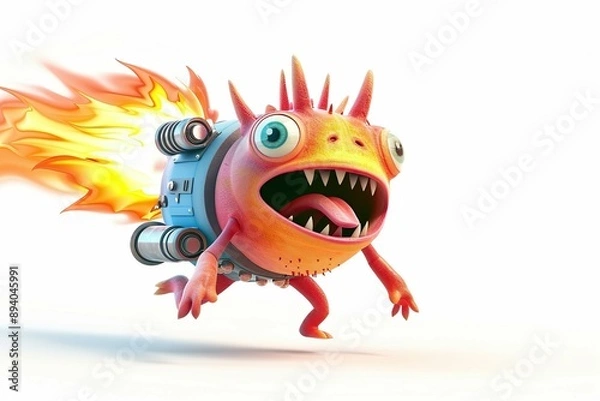 Obraz Monster flying with jetpack