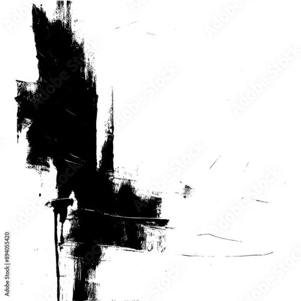 Fototapeta Black Brushstroke Sweeping Across a Pristine White Canvas