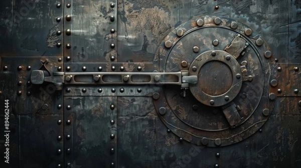 Fototapeta Durable metallic safe door representing protection in vaults