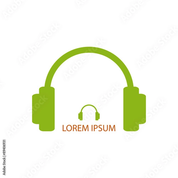 Obraz Green headphones as music logo