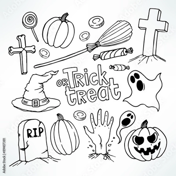 Fototapeta Halloween sketch set