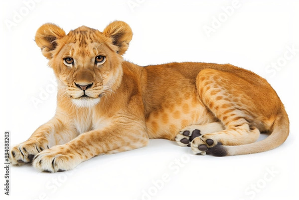 Fototapeta Lion isolated on white background.