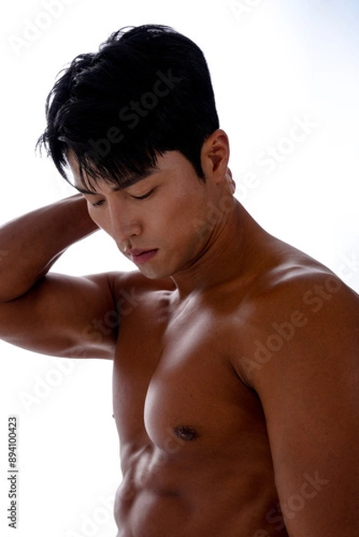 Fototapeta 素晴らしい肉体をしたアジア男性のフィットネスイメージ