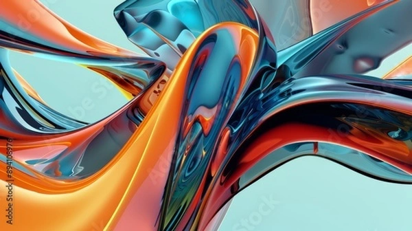 Fototapeta Abstract 3d render of dynamic geometric shapes and colorful patterns in a futuristic design - ideal for scientific concepts, technology visualizations, and innovative research themes


