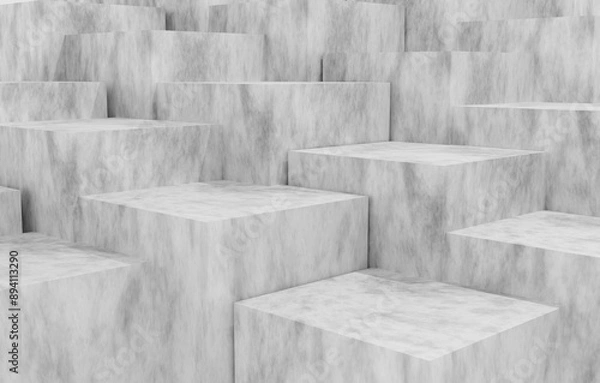 Obraz 3D Render White Abstract Dirty Cube Background