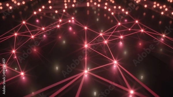 Fototapeta Digital network connections glowing in a geometric pattern