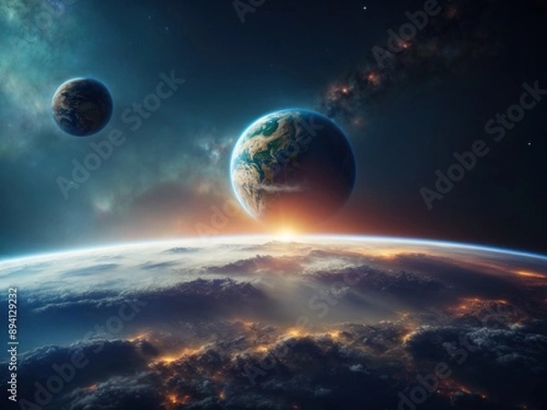 Fototapeta Earth outer space background wallpaper