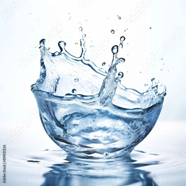 Fototapeta a small splash of water frozen in time glistening in the light c