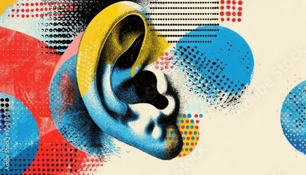 Fototapeta Abstract Art Featuring A Human Ear With Geometric Shapes