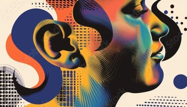 Fototapeta Abstract Portrait of a Person With Colorful Lines and Shapes