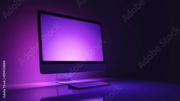 Fototapeta Modern Masterpiece: Lighted Monitor Defines Simplicity