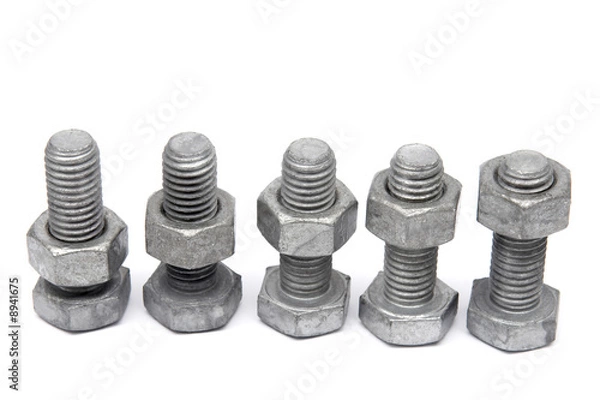 Fototapeta Nuts and Bolts on a white background