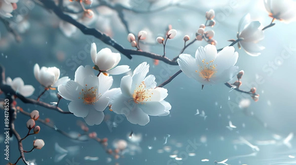 Obraz Delicate White Blossoms in Bloom