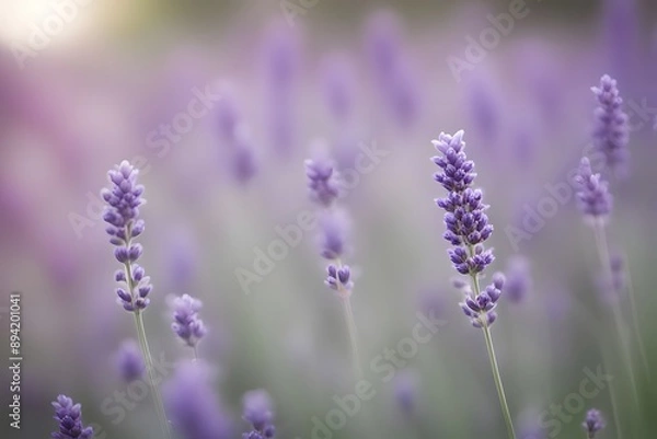 Fototapeta English lavender flower bokeh background, AI Generated