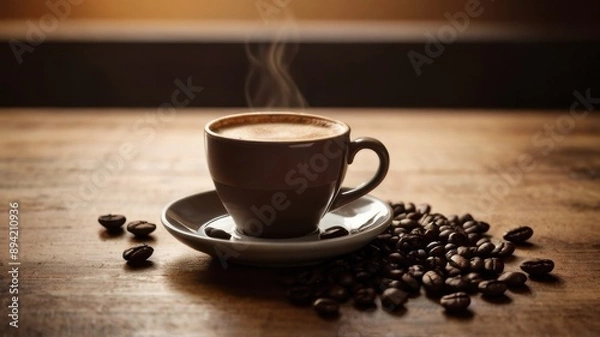 Fototapeta Warm coffee backdrop with a gradient effect, transitioning from deep espresso to creamy latte hues