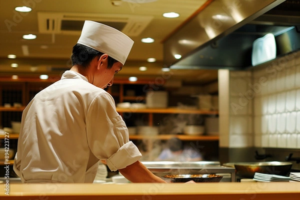 Obraz 日本の高級日本食レストランのシェフ