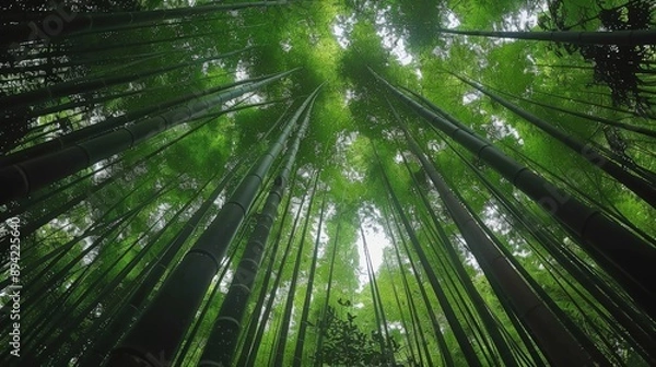 Fototapeta Captivating Low Angle Shot of Dense Bamboo Forest - High Fidelity Quality