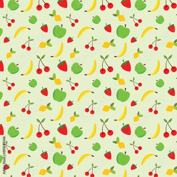 Obraz Vector illustration of summer fruits isolated on background.