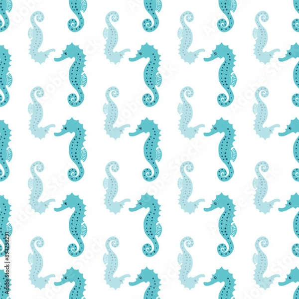 Obraz Seahorse abstract vector repeat pattern illustration